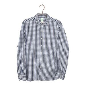 Finamore Napoli Blue Plaid Button Down Shirt